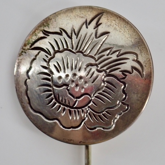 Samual Kirk & Son Sterling Silver Poppy Hat Lapel Pin 26-8 New 2.25" Long - Picture 4 of 15